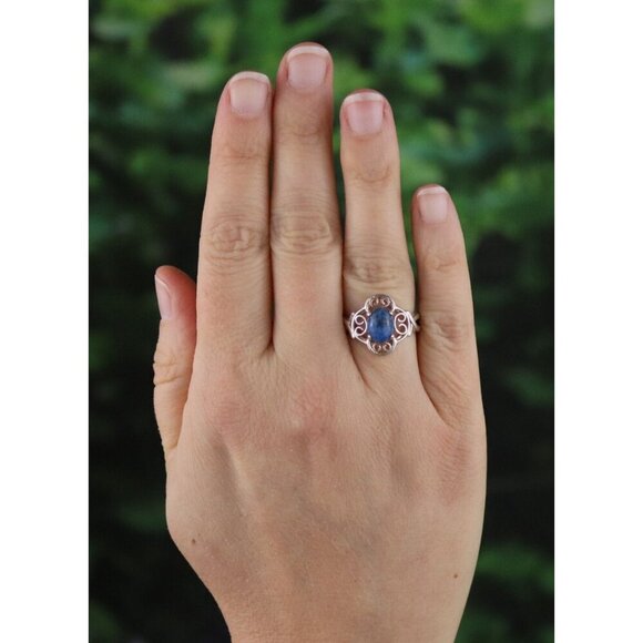 Sterling Silver Lapis Lazuli Ring Size 6 1/4 - Picture 2 of 7